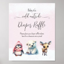 Winterkoude buiten Baby shower luier loterij Poster