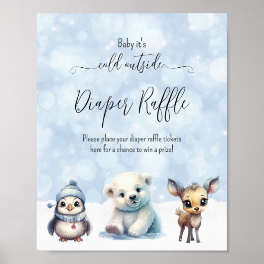 Winterkoude buiten Baby shower luier loterij Poster (Voorkant)