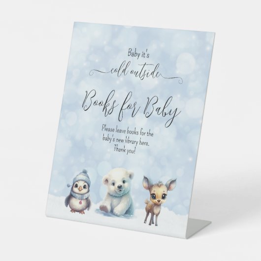 Winterkoude buiten Baby shower Tafelteken Reclamebord Met Voetstuk (Voorkant)