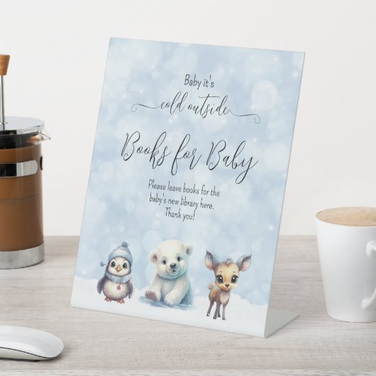 Winterkoude buiten Baby shower Tafelteken Reclamebord Met Voetstuk (Insitu)