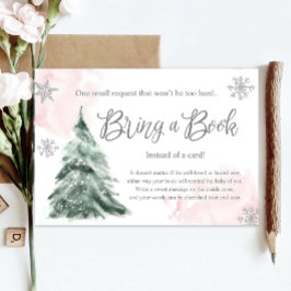 Winterkoude buitenste Baby shower Roze brengt boek Informatiekaartje
