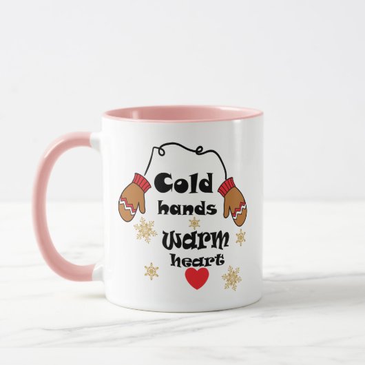 Winterkoude handen Warm Heart, kerstcadeau Mok (Links)