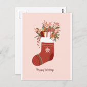 Winterkous met geschenkdozen, kerstbloem briefkaart (Voorkant / Achterkant)