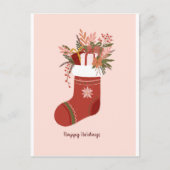 Winterkous met geschenkdozen, kerstbloem briefkaart (Voorkant)