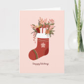 Winterkous met geschenkdozen, kerstbloem kaart (Voorkant)