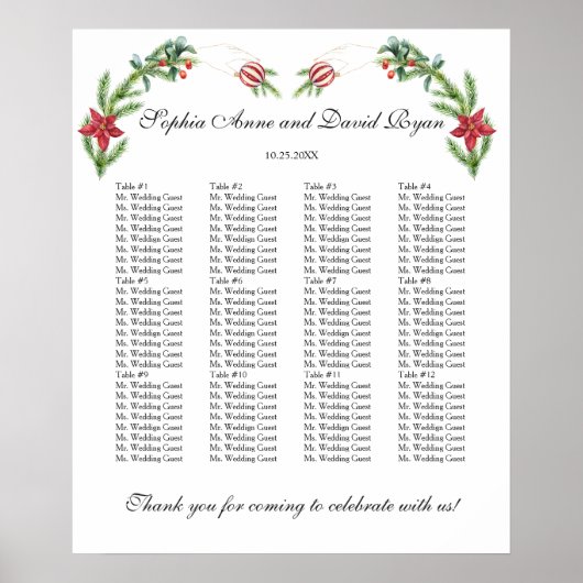 Winterkrans Feestdagen Bruiloft Zitkaarten Poster (Voorkant)