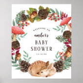 Winterkrans & Herten Woodland Baby shower Welkom Poster (Voorkant)