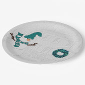 Winterkrans in Blauwgroen met Snowman Vakantiehuis Papieren Bordje (Gekanteld)