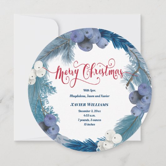 winterkrans nieuwe baby Vrolijk Kerstfeest Feestdagenkaart (Achterkant)