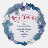 winterkrans nieuwe baby Vrolijk Kerstfeest Ornament Kaart (Achterkant)