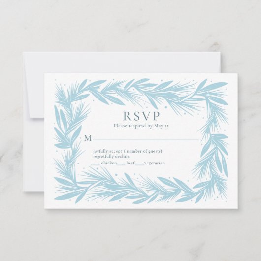 Winterkrans op Witte Moderne Bruiloft RSVP Kaart (Voorkant)