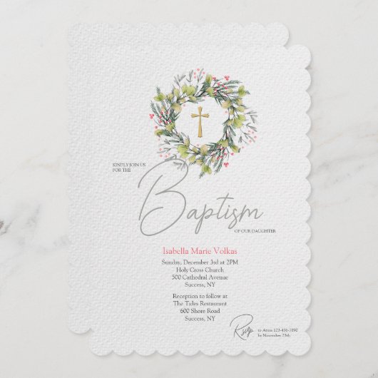 Winterkrans Religieuze uitnodiging (Voorkant / Achterkant)