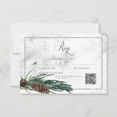 Winterkrans & Rode Kardinaal Huwelijk QR Code RSVP Kaartje (Voorkant)