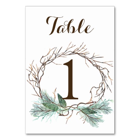 Winterkrans Trouwtafel Nummer Kaart (Achterkant)