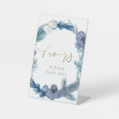 winterkreet begunstigt voetgangersbord reclamebord met voetstuk (Voorkant)