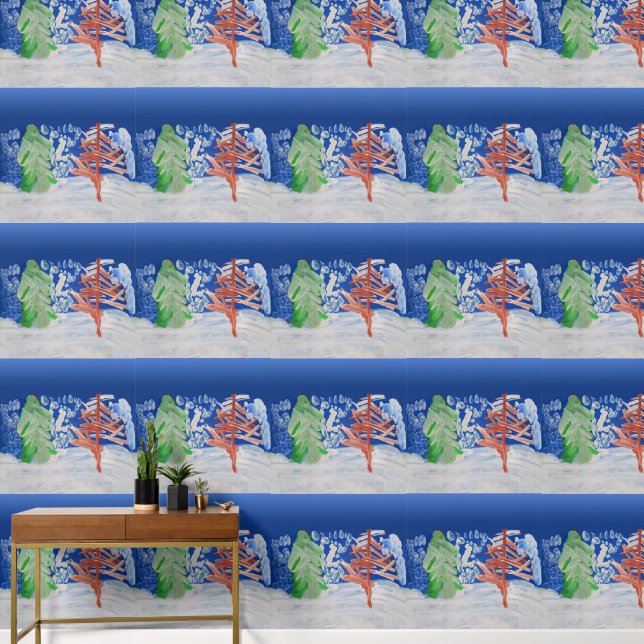 Winterkunst door kinderen behang (Hal)