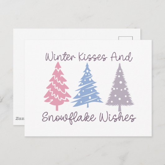 Winterkussen en sneeuwvlok wensen briefkaart (Voorkant / Achterkant)