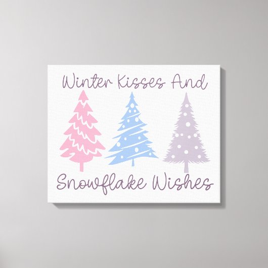 Winterkussen en sneeuwvlok wensen canvas afdruk (Voorkant)
