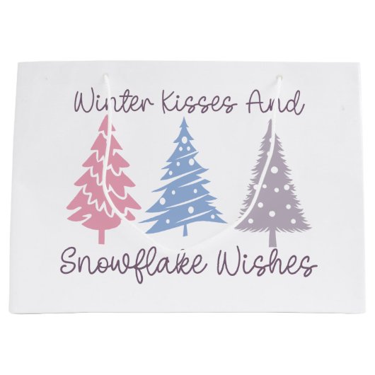 Winterkussen en sneeuwvlok wensen groot cadeauzakje (Voorkant)