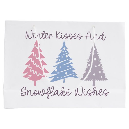 Winterkussen en sneeuwvlok wensen groot cadeauzakje (Achterkant)