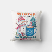 Winterkussen en sneeuwvlok wensen