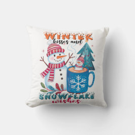 Winterkussen en sneeuwvlok wensen kussen