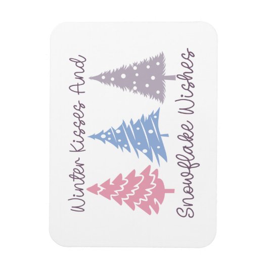 Winterkussen en sneeuwvlok wensen magneet (Verticaal)