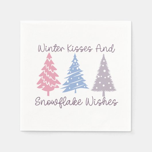 Winterkussen en sneeuwvlok wensen servet (Voorkant)