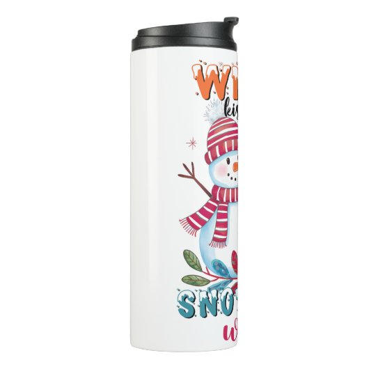 Winterkussen en sneeuwvlok wensen thermosbeker (Gedraaid links)