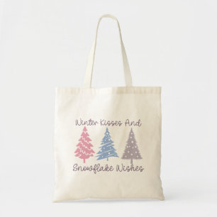 Winterkussen en sneeuwvlok wensen tote bag