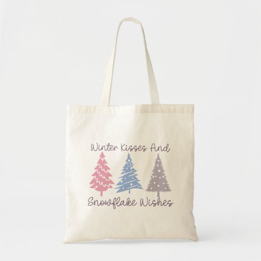Winterkussen en sneeuwvlok wensen tote bag (Voorkant)