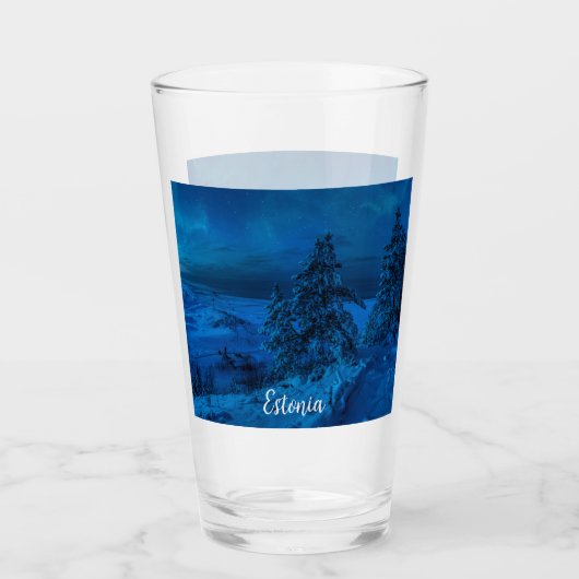 Winterkust van het zee in maanlicht glas (Voorkant)