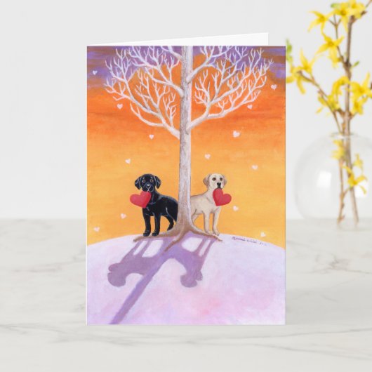 Winterlabradors Kaart (Gele Bloem)