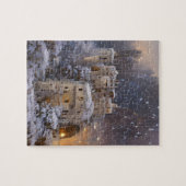 Winterland, kasteel in sneeuw, retro Castle Painti Legpuzzel (Horizontaal)