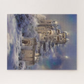Winterland, kasteel in sneeuw, retro Castle Painti Legpuzzel (Horizontaal)
