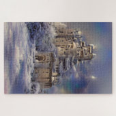 Winterland, kasteel in sneeuw, retro Castle Painti Legpuzzel (Horizontaal)