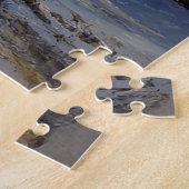 Winterland, kasteel in sneeuw, retro Castle Painti Legpuzzel (Zijkant)