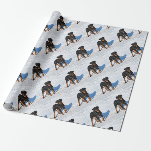 Winterland Rottweiler Cadeaupapier (Uitgerold)