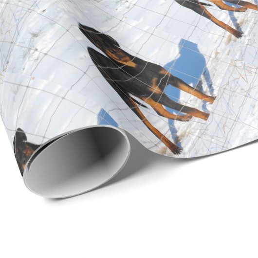 Winterland Rottweiler Cadeaupapier (Rol Hoek)