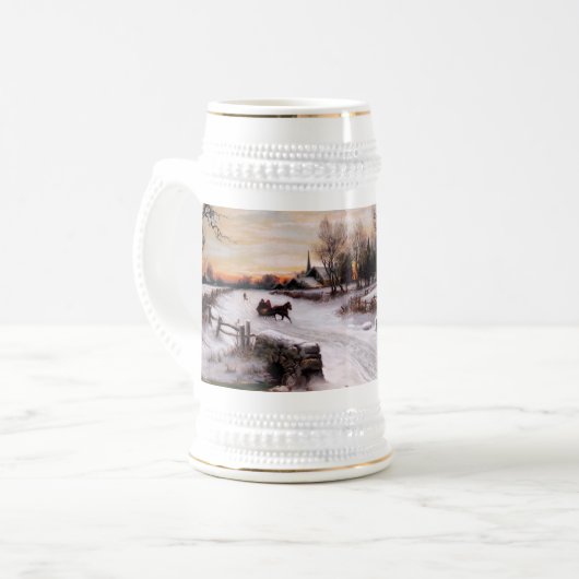 winterland scène kerstcadeau bierpul (Voorkant links)