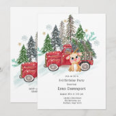 Winterland Vrachtwagen en Baby Rudolph Verjaardags Kaart (Voorkant / Achterkant)