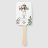 Winterlandelijke Denneboom Lantaarn Huwelijksprogr Handwaaier (Voorkant)