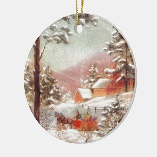  winterlandscène keramisch ornament (Links)