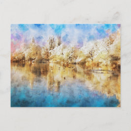 Winterlandschaft an Havel mit Enten, Aquarell. Briefkaart