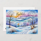 Winterlandschaft in der Abenddämmerung mit Fuchs | Briefkaart (Voorkant / Achterkant)
