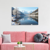 Winterlandschaft mit Bergsee  Canvas Afdruk (Insitu (Woonkamer))