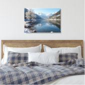 Winterlandschaft mit Bergsee  Canvas Afdruk (Insitu (Slaapkamer))