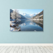Winterlandschaft mit Bergsee  Canvas Afdruk (Insitu (Houten vloer))