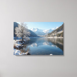 Winterlandschaft mit Bergsee  Canvas Afdruk