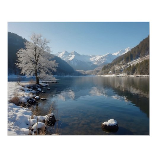 Winterlandschaft mit Bergsee Perfect Poster (Voorkant)